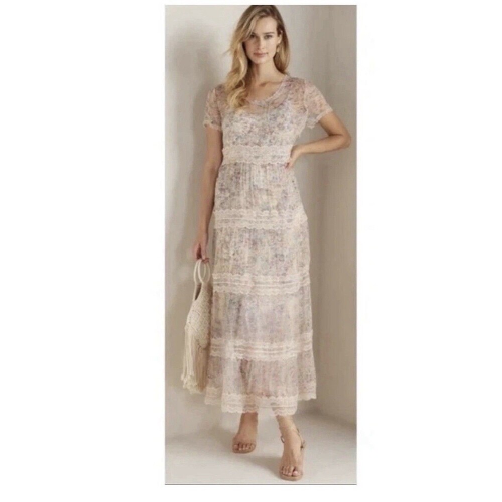 NWT Soft Surrounding ALTHEA Dress, Size 18W Retail 180.00 Sheer Slip Dress Lace